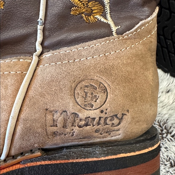 Maury Kids Western Boots Youth Size 2 Tan Brown Leather Cowboys Cowgirl Farm - Picture 7 of 9